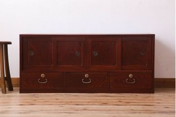 アンティーク家具　和製アンティーク　前面欅材の時代箪笥ローボード