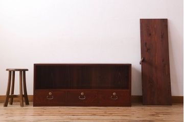 アンティーク家具　和製アンティーク　前面欅材の時代箪笥ローボード