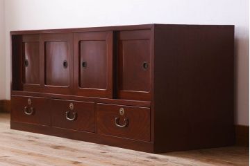 アンティーク家具　和製アンティーク　前面欅材の時代箪笥ローボード