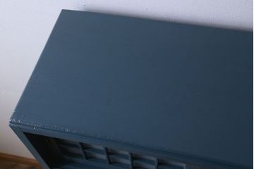 レトロ家具　昭和レトロ　レトロガラス入り!幅が狭いアンティーク食器棚(カップボード)