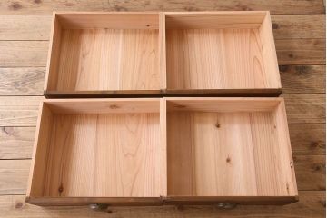 レトロ家具　昭和レトロ　古い木のシンプルな薄型サイドテーブル(平机・コンソールテーブル)(2)