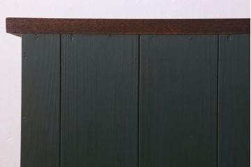 レトロ家具　昭和レトロ　古い木のシンプルな薄型サイドテーブル(平机・コンソールテーブル)(2)