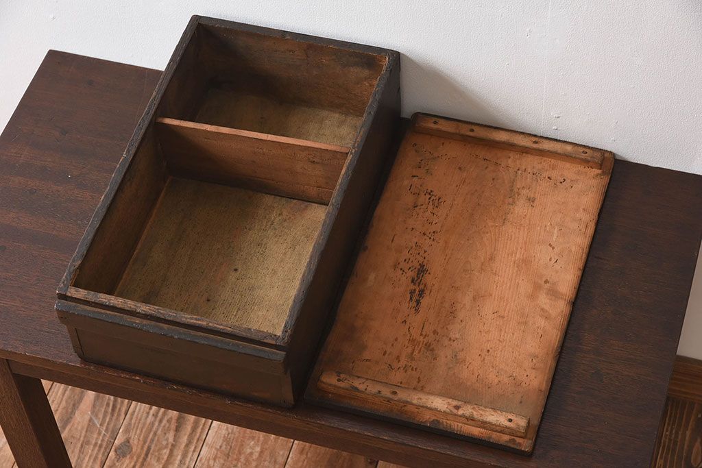 アンティーク雑貨　明治大正期　古い木味の小箱(木箱・収納箱)(3)