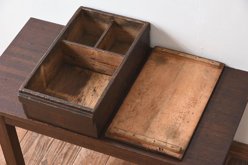アンティーク雑貨　明治大正期　古い木味の小箱(木箱・収納箱)