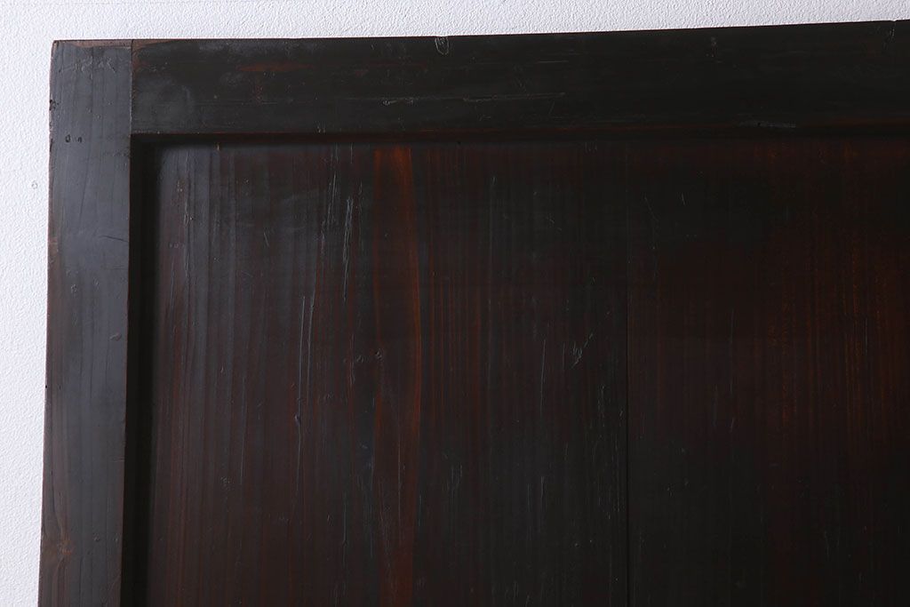 明治期　古民具・骨董　古い木味の格子帯戸2枚セット