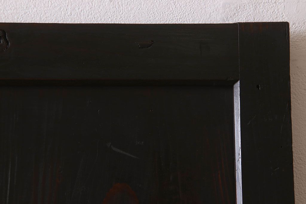 明治期　古民具・骨董　古い木味の格子帯戸2枚セット