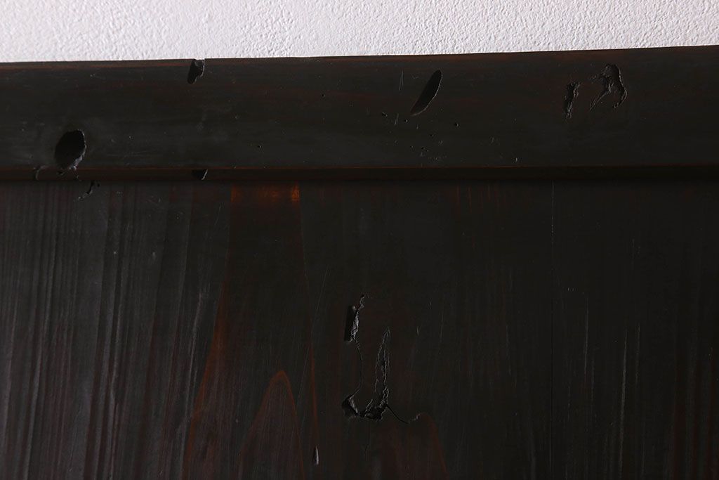 明治期　古民具・骨董　古い木味の格子帯戸2枚セット