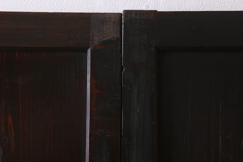 明治期　古民具・骨董　古い木味の格子帯戸2枚セット