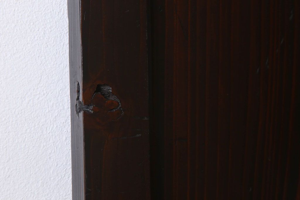 明治期　古民具・骨董　古い木味の格子帯戸2枚セット