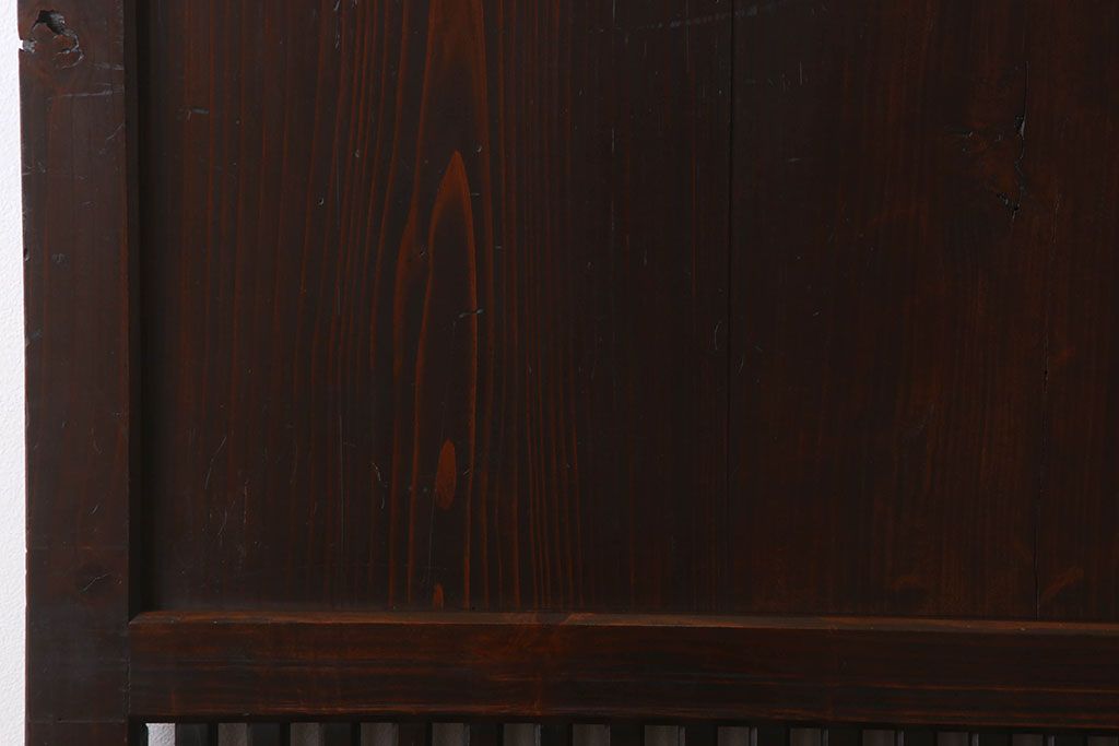 明治期　古民具・骨董　古い木味の格子帯戸2枚セット