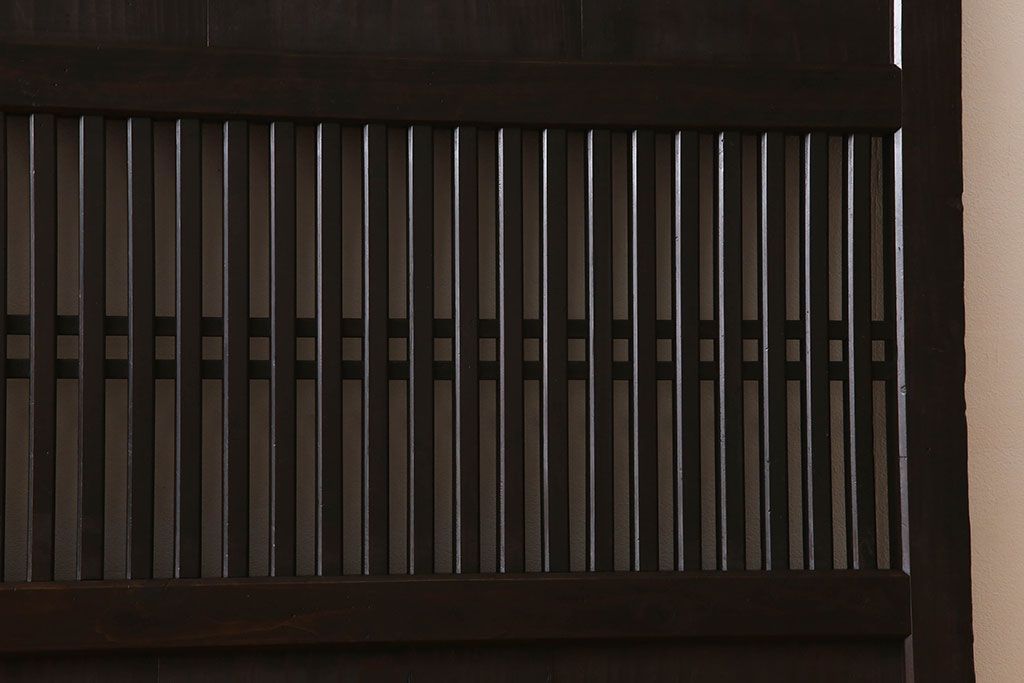 明治期　古民具・骨董　古い木味の格子帯戸2枚セット