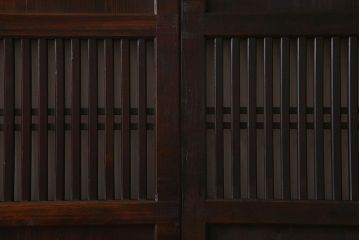 明治期　古民具・骨董　古い木味の格子帯戸2枚セット