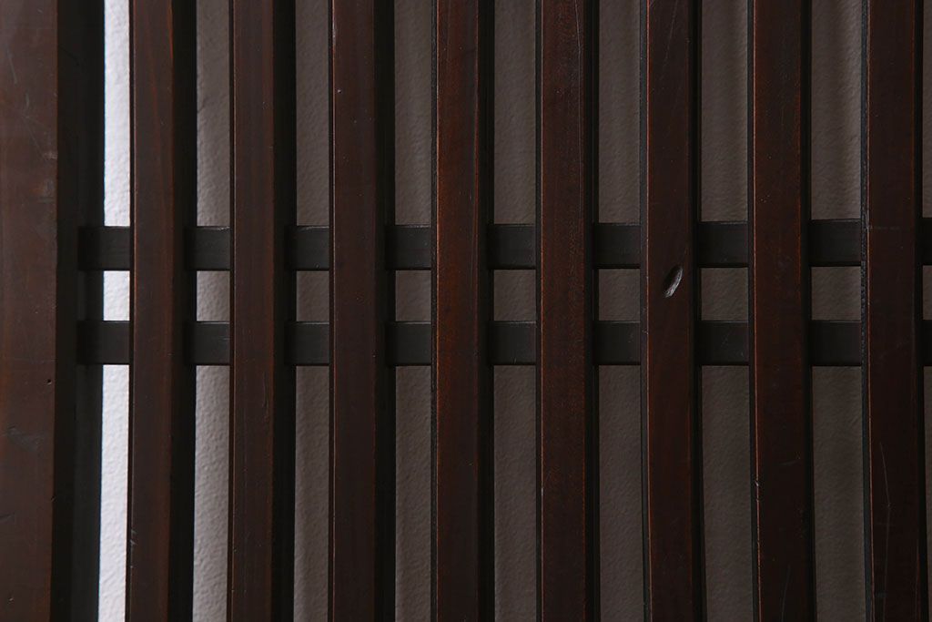 明治期　古民具・骨董　古い木味の格子帯戸2枚セット