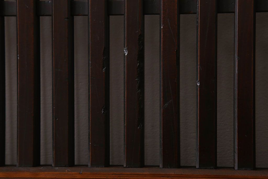 明治期　古民具・骨董　古い木味の格子帯戸2枚セット