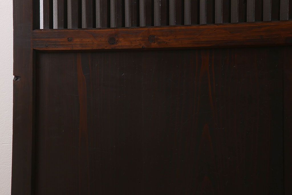 明治期　古民具・骨董　古い木味の格子帯戸2枚セット