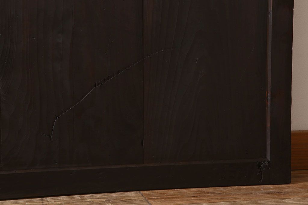 明治期　古民具・骨董　古い木味の格子帯戸2枚セット