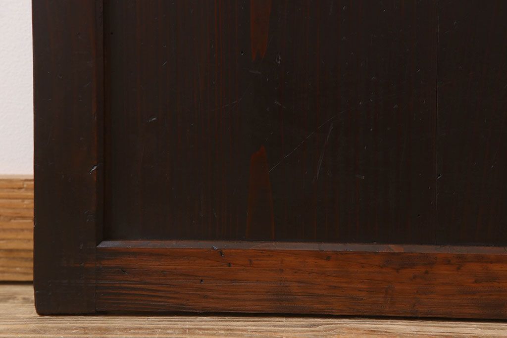 明治期　古民具・骨董　古い木味の格子帯戸2枚セット