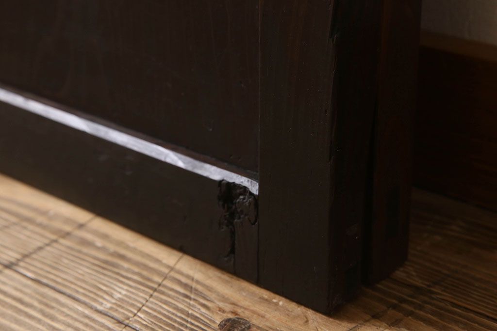 明治期　古民具・骨董　古い木味の格子帯戸2枚セット