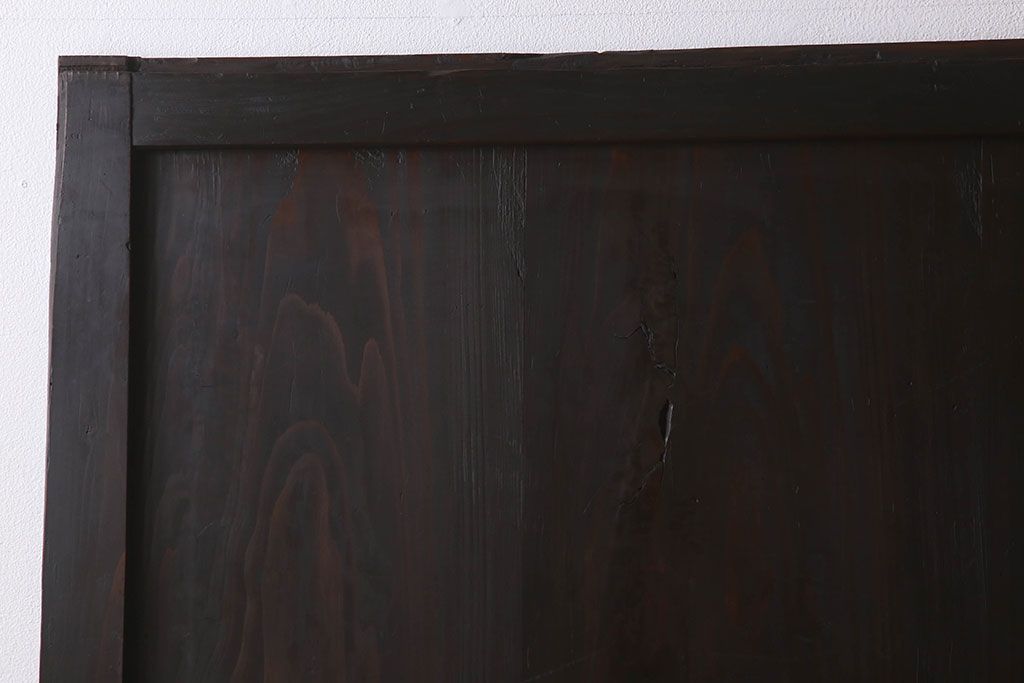 明治期　古民具・骨董　古い木味の格子帯戸2枚セット