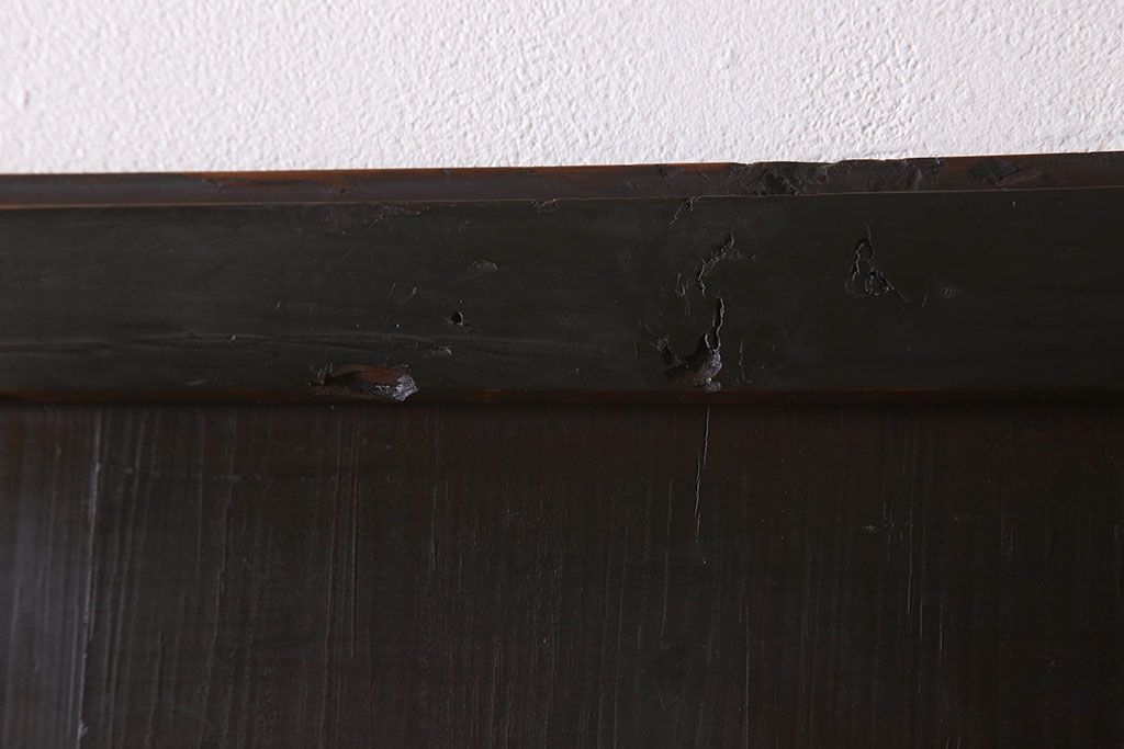 明治期　古民具・骨董　古い木味の格子帯戸2枚セット