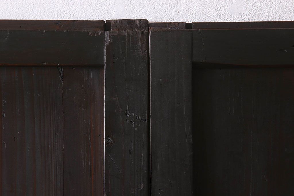 明治期　古民具・骨董　古い木味の格子帯戸2枚セット