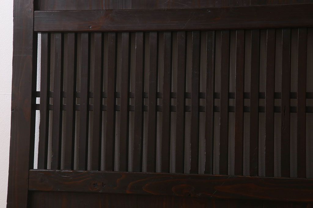 明治期　古民具・骨董　古い木味の格子帯戸2枚セット