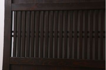 明治期　古民具・骨董　古い木味の格子帯戸2枚セット