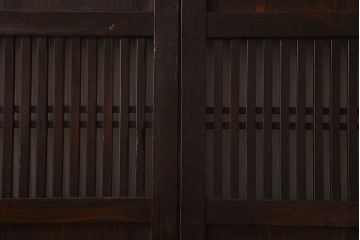 明治期　古民具・骨董　古い木味の格子帯戸2枚セット