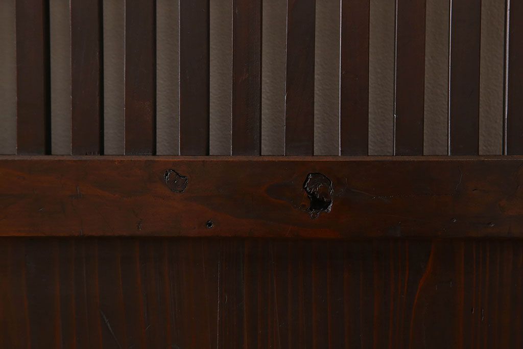 明治期　古民具・骨董　古い木味の格子帯戸2枚セット