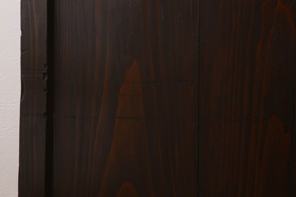 明治期　古民具・骨董　古い木味の格子帯戸2枚セット