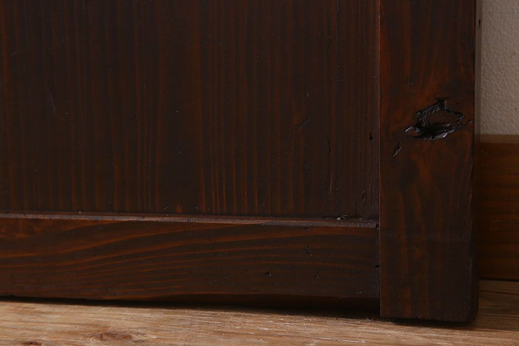 明治期　古民具・骨董　古い木味の格子帯戸2枚セット