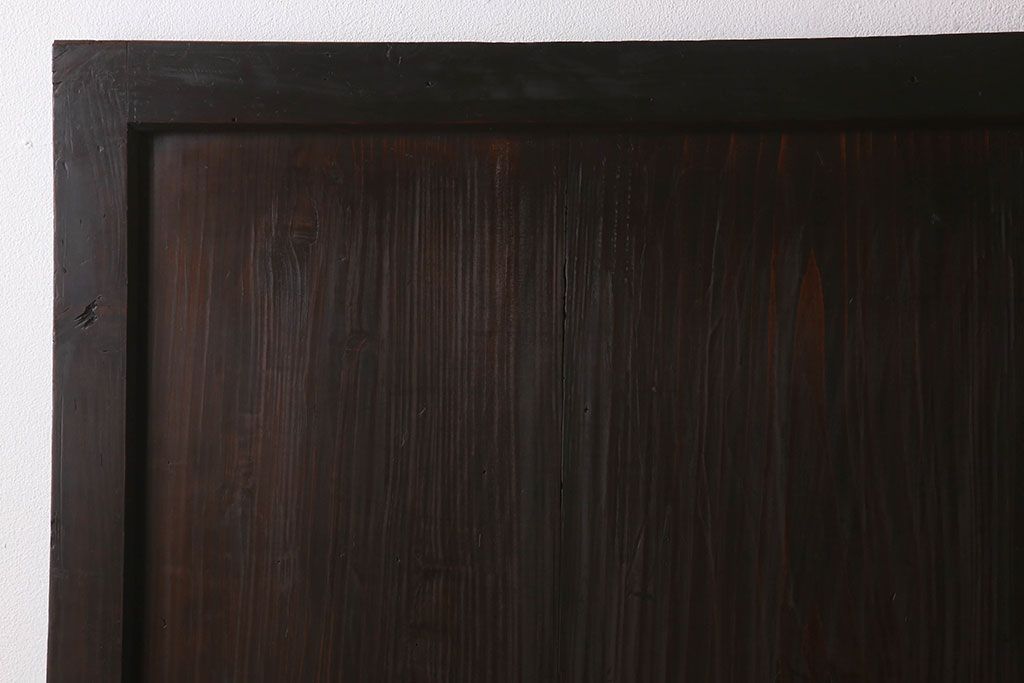 明治大正期　古民具・骨董　古い木味の格子帯戸2枚セット