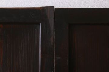 明治大正期　古民具・骨董　古い木味の格子帯戸2枚セット