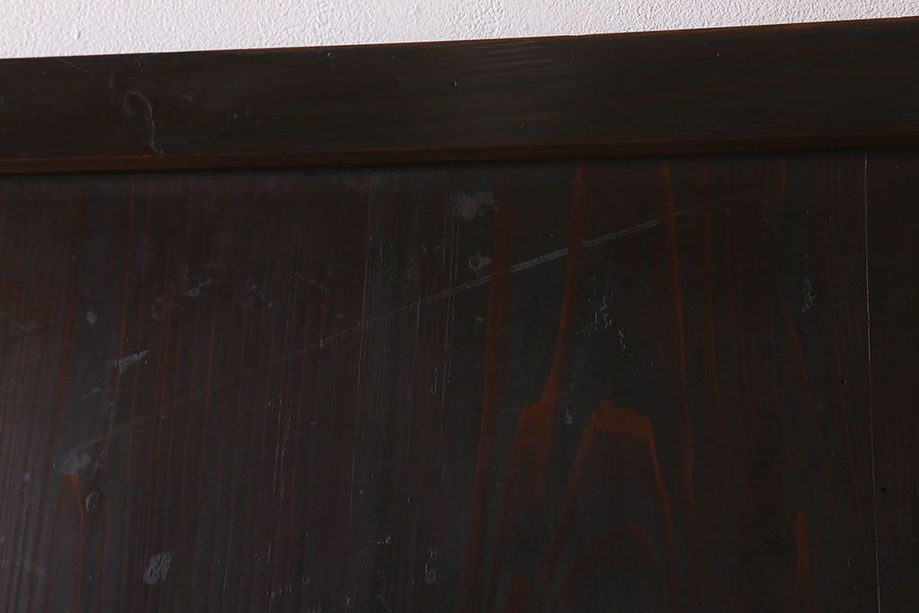 明治大正期　古民具・骨董　古い木味の格子帯戸2枚セット