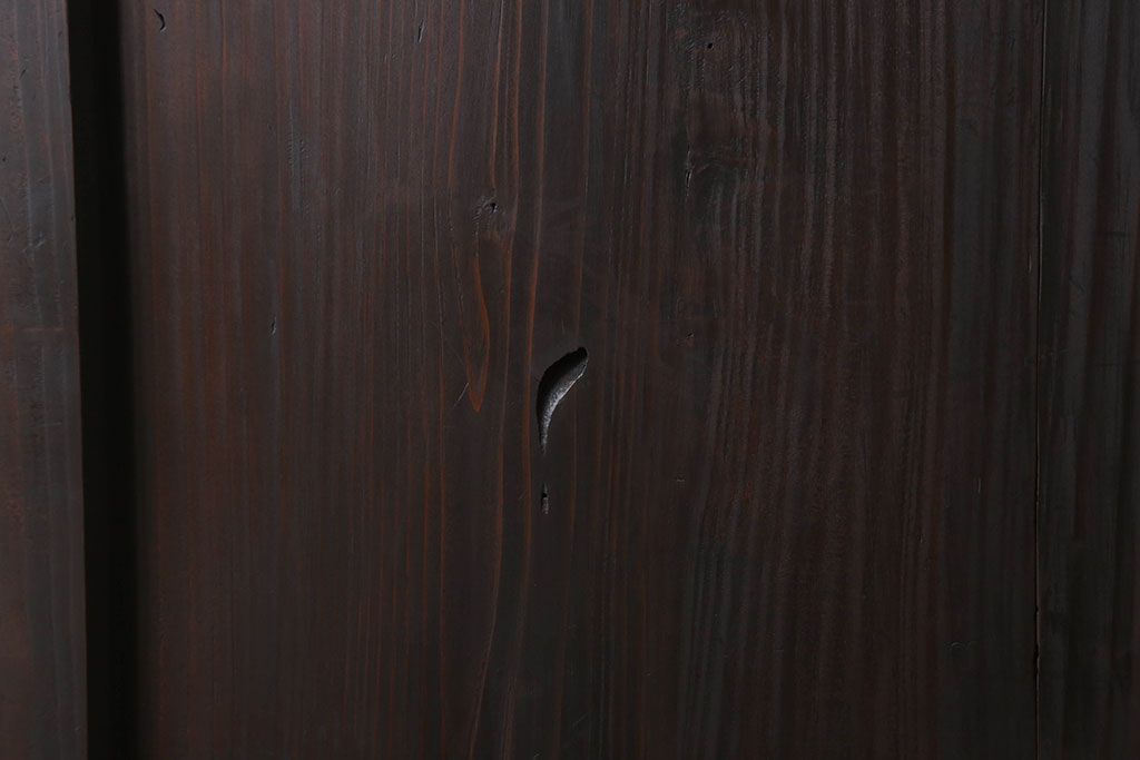 明治大正期　古民具・骨董　古い木味の格子帯戸2枚セット