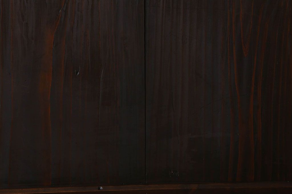 明治大正期　古民具・骨董　古い木味の格子帯戸2枚セット