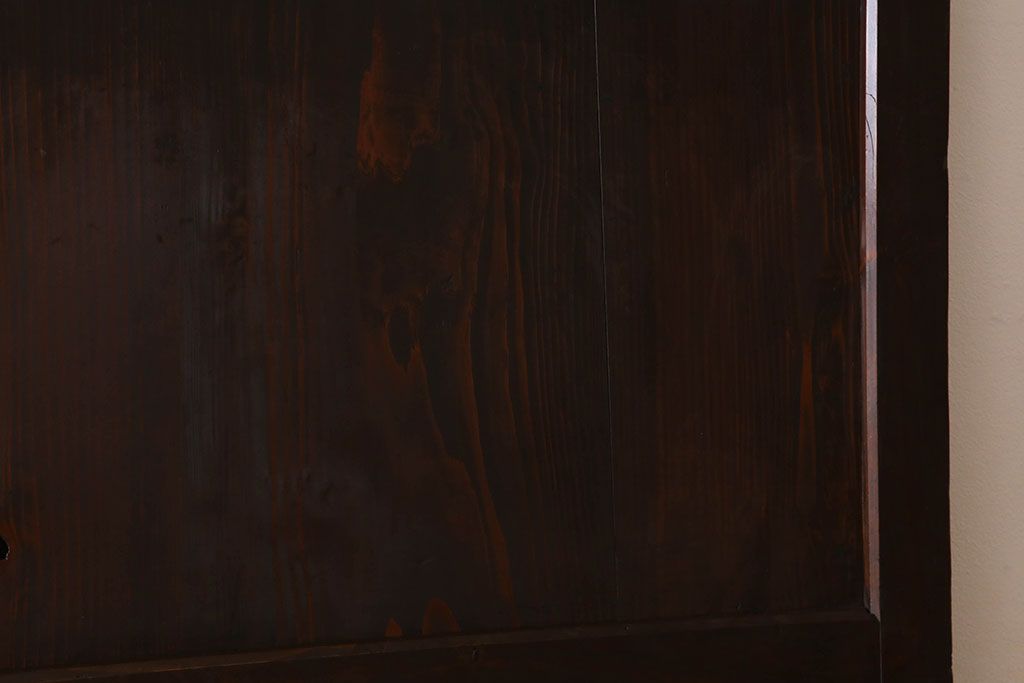 明治大正期　古民具・骨董　古い木味の格子帯戸2枚セット