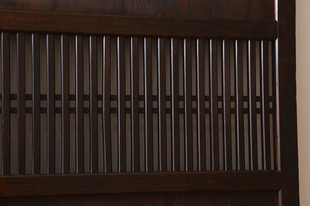 明治大正期　古民具・骨董　古い木味の格子帯戸2枚セット