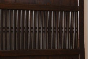 明治大正期　古民具・骨董　古い木味の格子帯戸2枚セット