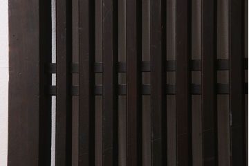 明治大正期　古民具・骨董　古い木味の格子帯戸2枚セット