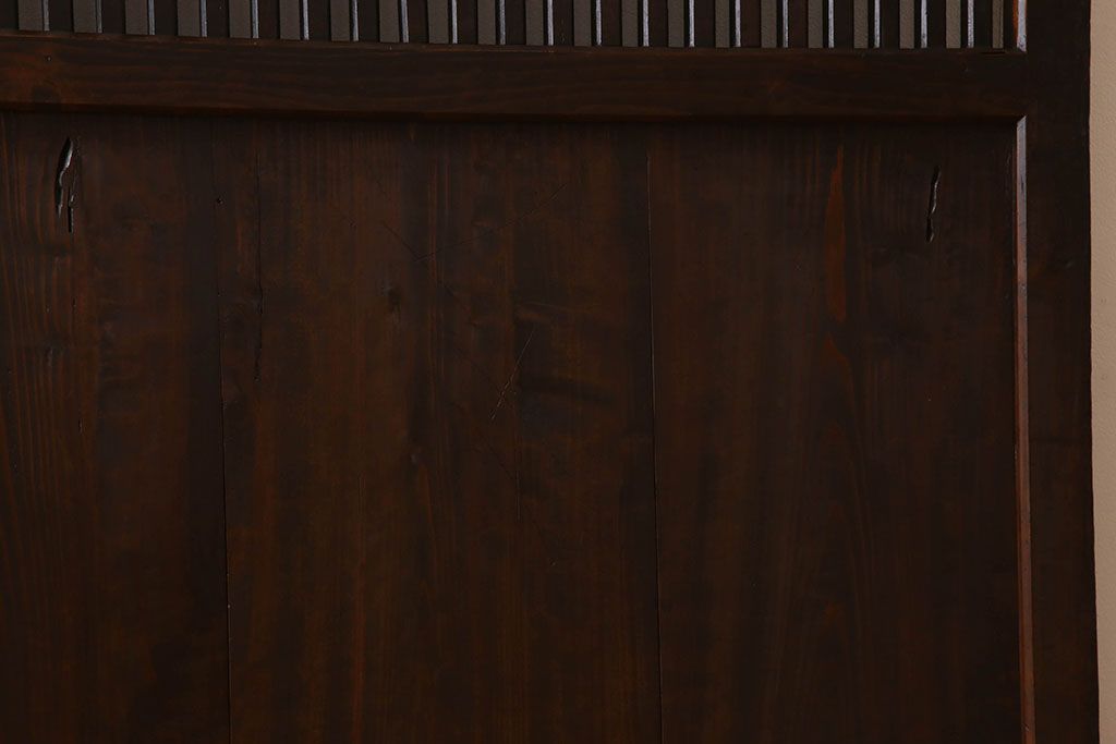 明治大正期　古民具・骨董　古い木味の格子帯戸2枚セット