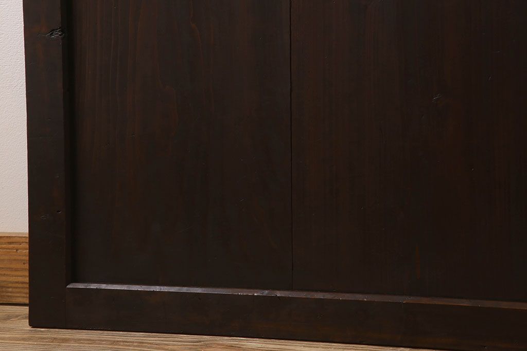 明治大正期　古民具・骨董　古い木味の格子帯戸2枚セット