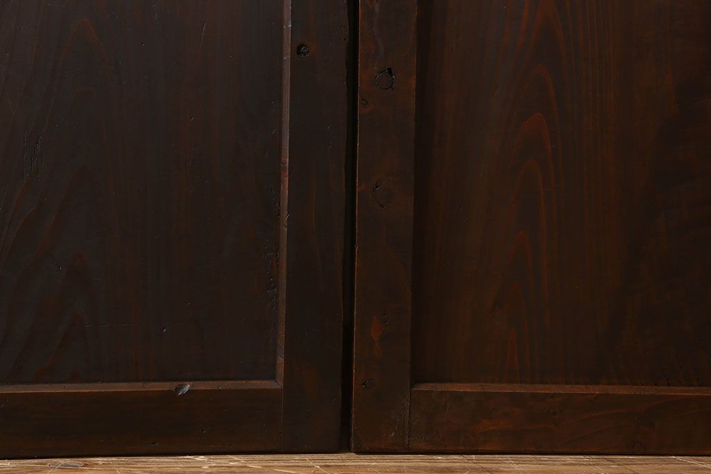 明治大正期　古民具・骨董　古い木味の格子帯戸2枚セット