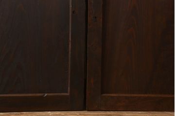 明治大正期　古民具・骨董　古い木味の格子帯戸2枚セット