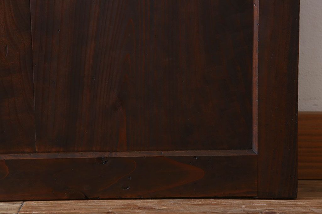 明治大正期　古民具・骨董　古い木味の格子帯戸2枚セット