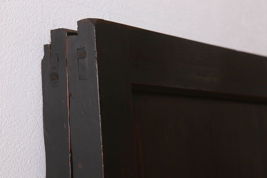 明治大正期　古民具・骨董　古い木味の格子帯戸2枚セット