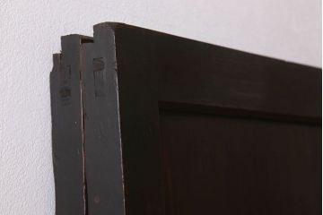 明治大正期　古民具・骨董　古い木味の格子帯戸2枚セット