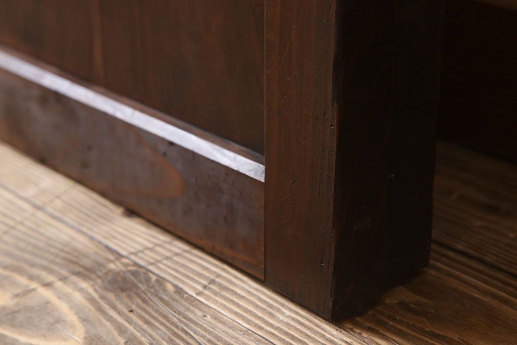 明治大正期　古民具・骨董　古い木味の格子帯戸2枚セット