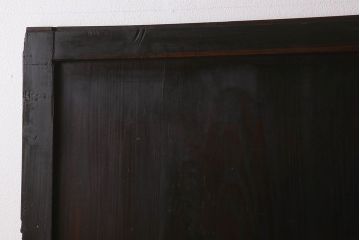 明治大正期　古民具・骨董　古い木味の格子帯戸2枚セット