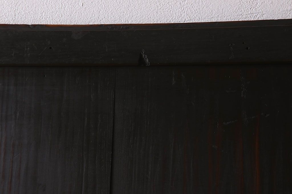 明治大正期　古民具・骨董　古い木味の格子帯戸2枚セット